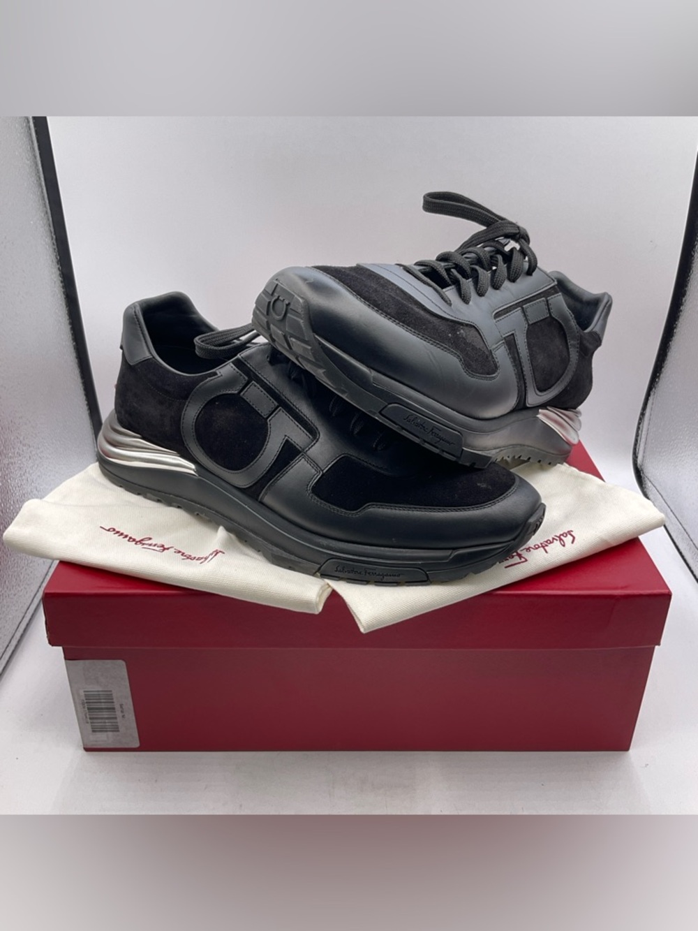 Salvatore Ferragamo Brooklyn 717045 Nero Buc Suede Calf Men’s Size 11